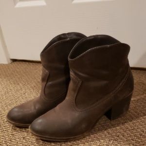 Brown faux leather boots